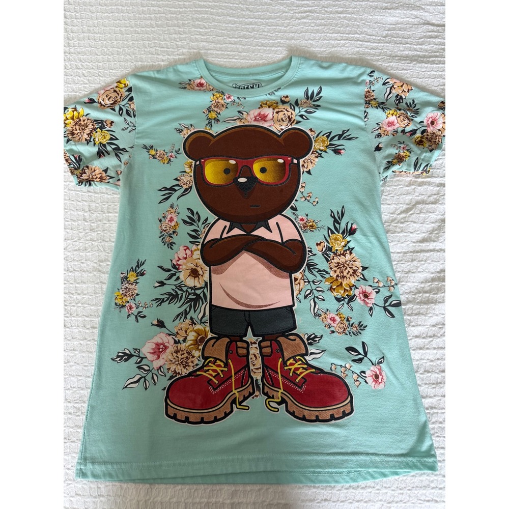Fresh Laundry Savage Bear Mens M Mint Green Streetwear T-shirt